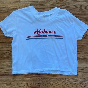 Excellent condition white, L, Alabama Crimson Tide cropped T shirt